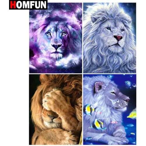 HOMFUN 3D Diamond Painting "Lion fish sea" DIY Full Rhinestones Drill Cross-stitch Kits Square Round Diamond Embroidery