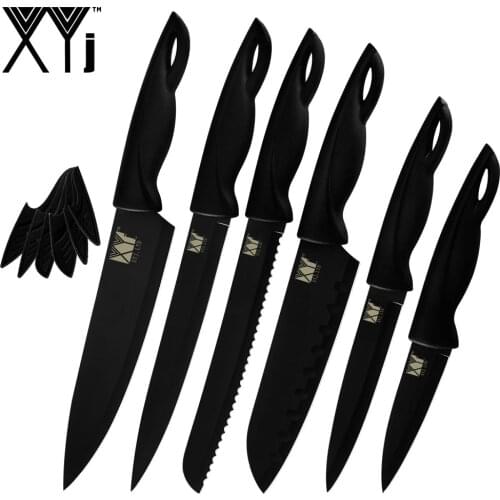 XYj Stainless Steel Knife Kitchen Cutlery Knives Set Tool Fruit Utility Santoku Chef Slicing Bread Stainless Steel Knives Tools