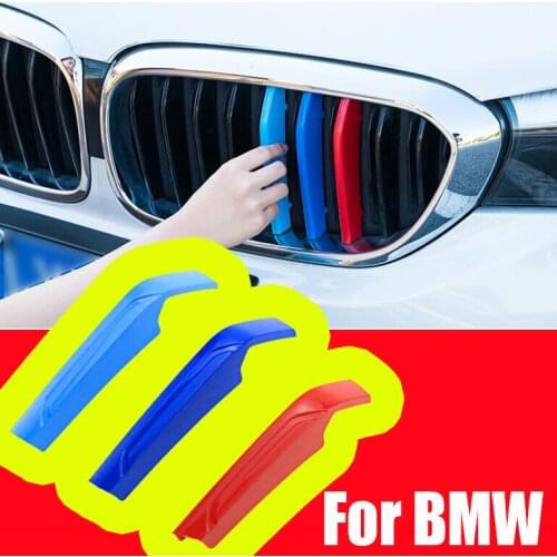 M Color ABS Clip on Overlay Strips Cover For BMW X1 X2 X3 X4 X5 X6 1series 2series 3series 5series 7 series Kidney Grill