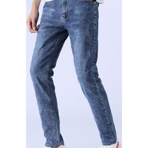 2021 new jeans mens trendy brand straight spring slim pants casual stretch jeans men