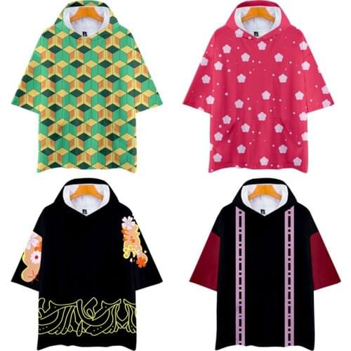 New Demon Slayer: Kimetsu no Yaiba cosplay t shirt Kibutsuji Muzan Douma Sabito Makomo Anime men hooded tshirt summer Tops