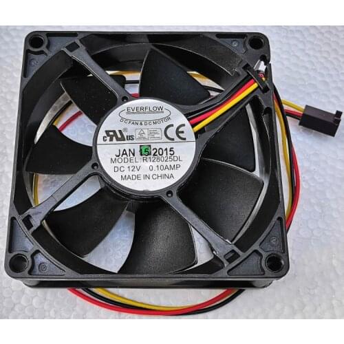 New everflow R128025DL 80mm fan 8cm 8025 8cm Fan 3-Wire Ball 12V 0.10A Mute silent cooling fan tach