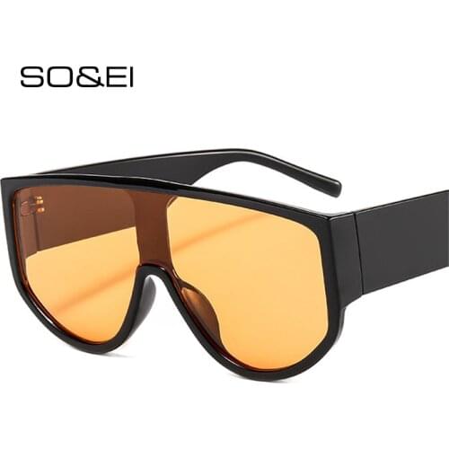 SO&EI Vintage Oversized One Piece Round Sunglasses Women Brand Designer Fashion Colorful Eyewear Men Goggle Shades Sun Glasses