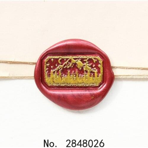 Mountain starry and forest wax Seal Stamp,Irregular Shape Seal Stamp Kit invitation seal, gift envelope packing seal,party stamp