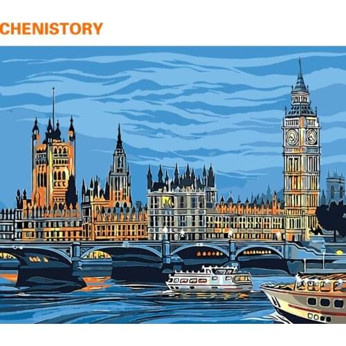 CHENISTORY Frameless Big Ben Landscape DIY Painting By Numbers Kits Modern Wall Art Canvas Painting For Home Decor 40x50cm Gift