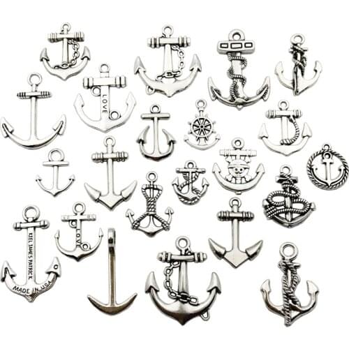 10Pcs Anchors Charms Pendants DIY Jewelry Making Alloy Findings Accessory For Necklaces Earrings