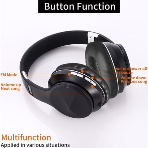 Portable Wireless Headphones Bluetooth Stereo Foldable Headset Audio Adjustable Earphones with Mic for Music Support Smartphone