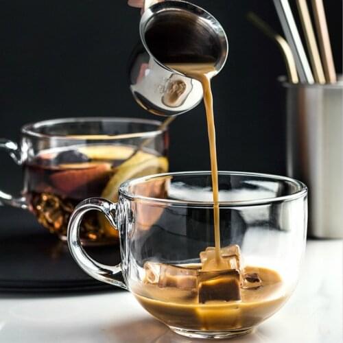 Transparent Lead Free Glass Cup Milk Oatmeal Breakfast Coffee Mug Thickened Heat Insulation Anti-scalding Simplicity Household