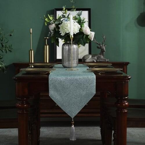 American Light Luxury Table Runners Blackish Green Modern Table Covers Pure Color Simplicity Table Cloth Home Party Decoration