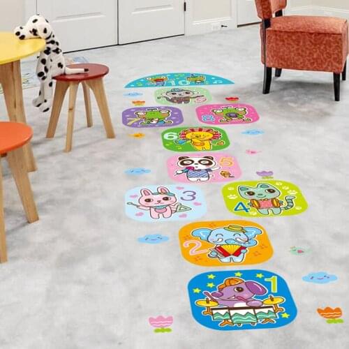 [shijuekongjian] Hopscotch Games Wall Stickers DIY Cartoon Wall Decals for Kids Rooms Baby Bedroom Nursery Floor Decoration