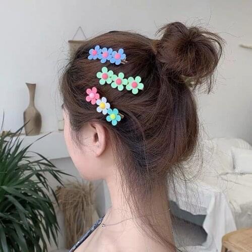 2Pcs/Set2020 Spring And Summer New Small Flower Hairpin Children Cute Candy Color Flower Word Hairpin Hair Accessories