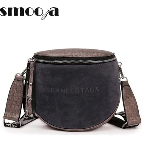 SMOOZA Womens Fashion Small Messenger Bags Lady Shouder Bag Bucket Bags Crossbody Tote Bag Females Handbag Semicircle Saddle