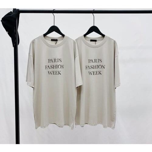 Ladies Summer Casual Comfortable Soft Solid Color Mosaic Letter Simple Paris T-Shirt