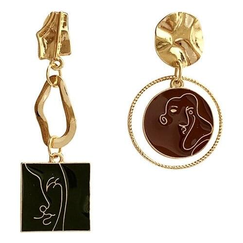 10 pair/lot wholesale fashion jewelry accessories irregular gold metal human face earrings for women 2020