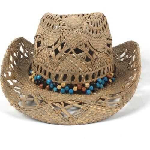 100% Natural Straw Cowboy Hat For Women Men HandWork Weave Lady Gentleman Summer Western Sombrero Hombre Lifeguard Hats