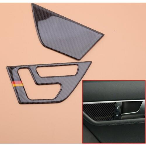 Carbon Fiber Black 2Pcs Car Inner Door Panel Trim Cover Fit for Mercedes Benz C Class W204 2007 2008 2009 2010 2011 2012 2013