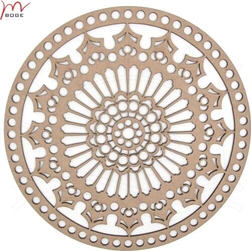 3 pieces 25cm unfinished blank lace round custom crochet baskets bags wood base crochet baskets bottom tops