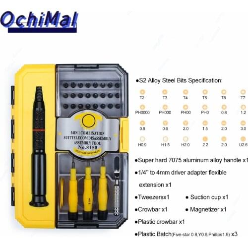 52 in 1 Professional Cell Phone Disassembly Repair Tools Kit with 34 Bits Screwdriver Set for iPhone iPad Macbook Pro Air Repair