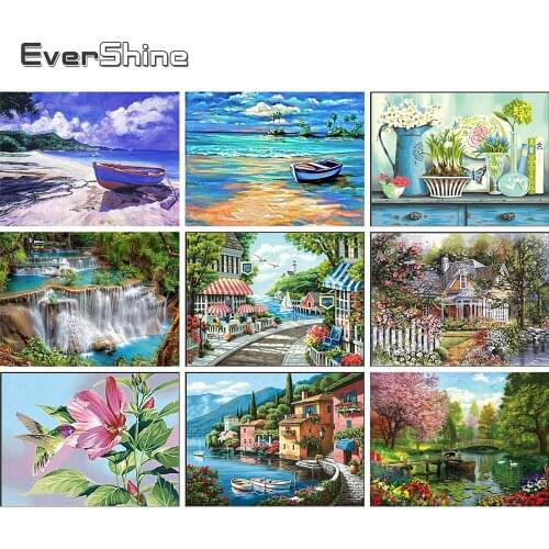Evershine Diamond Paintng Scenery Sea Diamond Mosaic Cross Stitch Landscape Diamond Embroidery Crystal Bead Painting Rhinestone