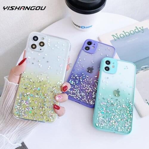 For iPhone 11 Pro Max XS XR X 8 7 Plus SE 2020 Glitter Acrylic Clear Case Lens Protect Cover For iPhone 11 12 Pro Fundas Capa