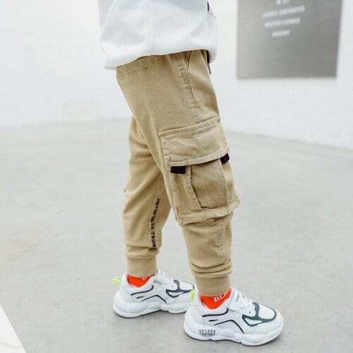 Boys casual pants pants 2020 spring&autumn New Baby casual pants overalls Kids Boy pocket trousers black khaki for children 2-8y