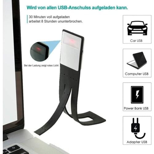 Four-speed Portable LED Bookmark Book Light Clip On Reading Lights Soft Light USB Rechargeable Infinite Brightness Reading Lamp