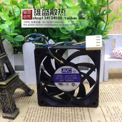 For AVC DS07015T12U 12V0.70A 7cm 7015 4-Pin PWM Max Airflow Rate CPU Fan