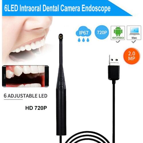 Dental Oral Intraoral Camera 720P HD Medical Endoscope Teeth Mirror 2 in 1 with USB Cable 6 LED Light for Android Phone PC