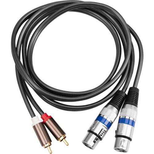 Hifi Audio Cable 2 Rca Male to Xlr 3 Pin Female Mixing Console Amplifier Dual Xlr to Dual Rca Shileded Cable 1.5M