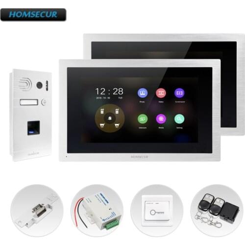 HOMSECUR 10" Wired AHD Video Door Phone Intercom System Fingerprint Access for Apartment BC061HD-S+BM114HD-S