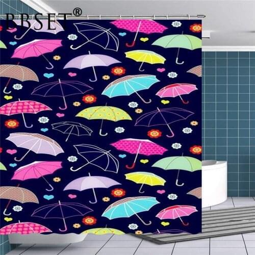 Cartoon Shower Curtain Colorful Beautiful Small Umbrellas Pattern Waterproof Multi-size Douchegordijn Kids Bathroom Decor