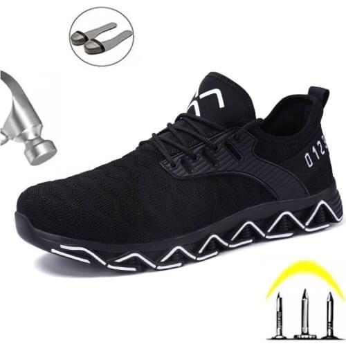 Summer Mens Breathable Non-slip Wear-resistant Work Safety Shoes European Standard Steel Toe Anti-smashing Protective Shoes