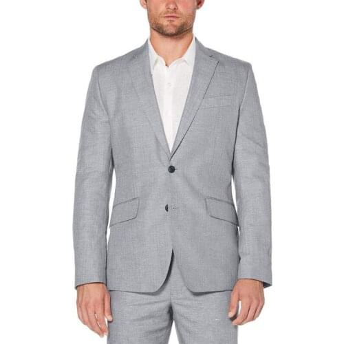 ANNIEBRITNEY Grey 2 Piece Men Slim Fit Linen Summer Suit 2020 Summer Beach Groom Wedding Tuxedo Tailor Made Casual Men Suit