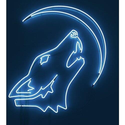 Neon Sign For Wolf and Moon glass Tube Beer Hotel Business club Art Lamps resterant light advertise custom Impact Attract light