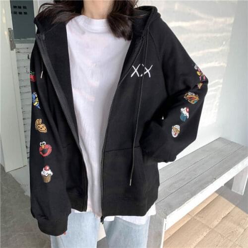 2021 new autumn and winter wear Korean style loose long-sleeved plus velvet ladies hoodie