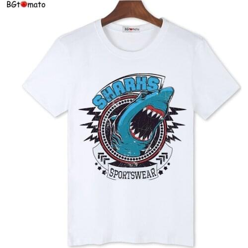 2021 New arrival cool big shark t shirts hot sale mens super fashion personality shirts Good quality brand soft casual tops