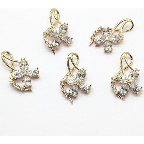 New arrival! 34x21mm 20pcs Cubic Zirconia Flower charm for Jewelry accessories Earrings DIY parts,hand Made Earring Making