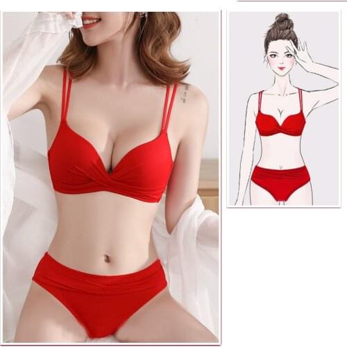 New Sexy Bra Set WomenS Push Up Red Black Underwear Panties Student Comfortable Breathable Bra Set Sexy Underwear For Women