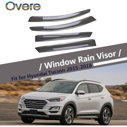 Overe 4Pcs/1Set Smoke Window Rain Visor For Hyundai Tucson 2015 2016 2017 2018 Styling Awnings Shelters Guard Accessories