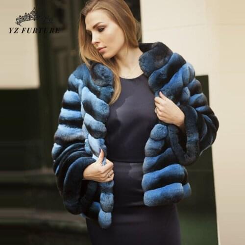 Luxury Chinchilla Rex Rabbit Warm New Short Fur Jacket Fashion Turndown Collar 2020 Winter Natural Fur Coat Women Jackets