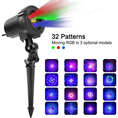 32 RGB Christmas Laser Light Projector Outdoor Garden Waterproof DJ Tree Villa House Holiday Lights