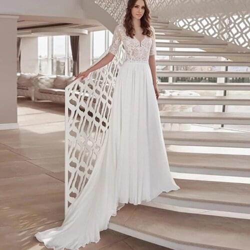 Wedding Dress Organza Satin A-Line Gown with Illusion Sleeves and Lace Appliques Custom Made Bridal Dresses