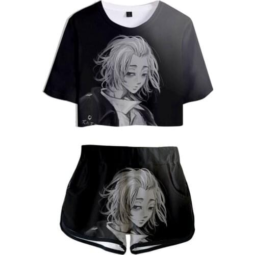 Tokyo Revengers Crop Shorts Suit Anime Cosplay 3D Print T-shirt Pants Two Piece Set Women Tracksuit Outfit Summer Cute Matching