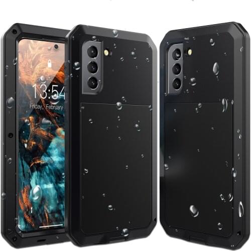 Waterproof Phone Case For Galaxy S21 Ultra Heavy Dut Doom Armor Metal Aluminum Back Cover for Samsung galaxy S21 S21 Plus Coques