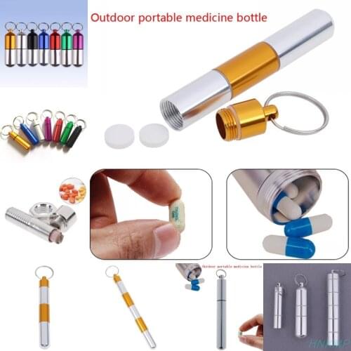 Waterproof Sealing Aluminum Alloy Pill Box Bottle Holder Container Drug Holder Keychain Box Case Container Portable Pill Box