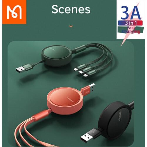 Mcdodo usb Cable 3 In 1 Retractable 3A Fast Charger For IPhone 11 Pro Max Xs Xr X Type c Micro Cable Samsung