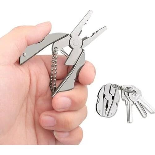 1pcs Mini Portable Multifunction Folding Plier Stainless Steel Foldaway Knife Keychain Screwdriver Camping Survival Outdoor Tool