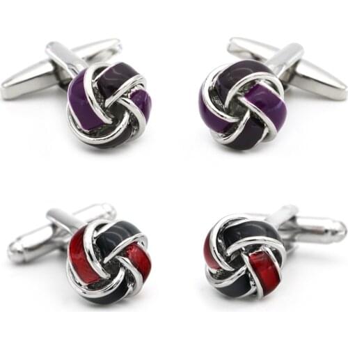 10pairs/lot Colorful Chinese Twist Knot Cufflinks Red Purple Enamel Twist Flower Cuff Links Mens Jewelry Accessory Wholesale