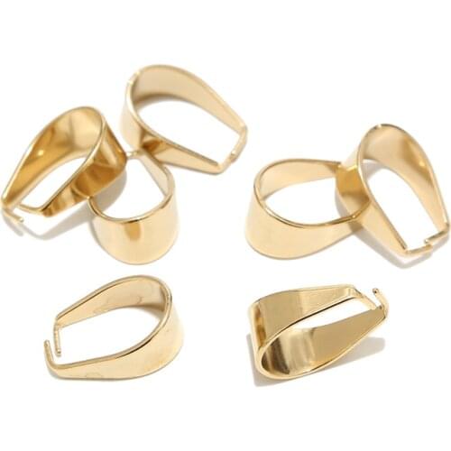 10pcs Large Gold Plated Stainless Steel 9*19mm Clasps Pinch Clips Bail Connectors For DIY Jewelry Findings Making Top Quality