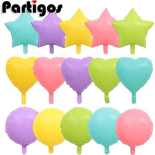 10pcs Heart Star Round girl birthday Party decor 18 inch foil balloons Macaron color fashion globos wedding gifts baby shower